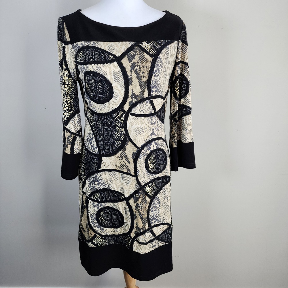 Joseph Ribkoff Snakeskin Shift Dress Womens 8 Stretch Event Cocktail Snake Print